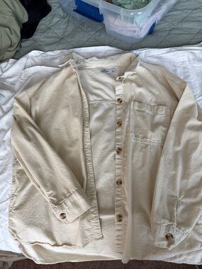 Woman’s Cream Corduroy Button-Up Jacket